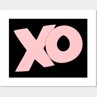 XO hugs and kisses cartoon text art in lite pink Posters and Art